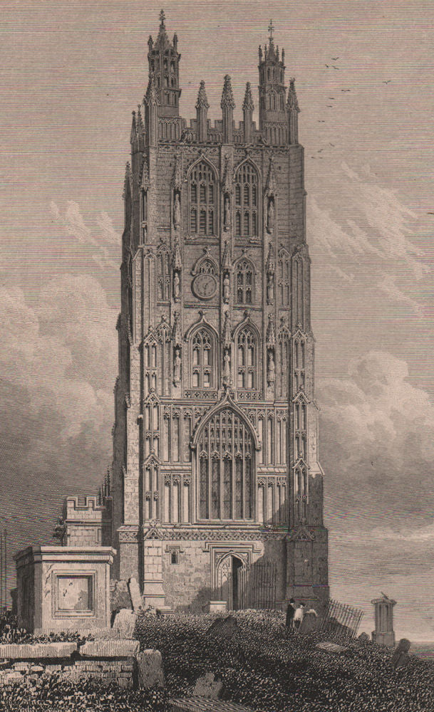 Tower of Wrexham Church, Denbighshire, Wales, by Henry Gastineau 1835 print